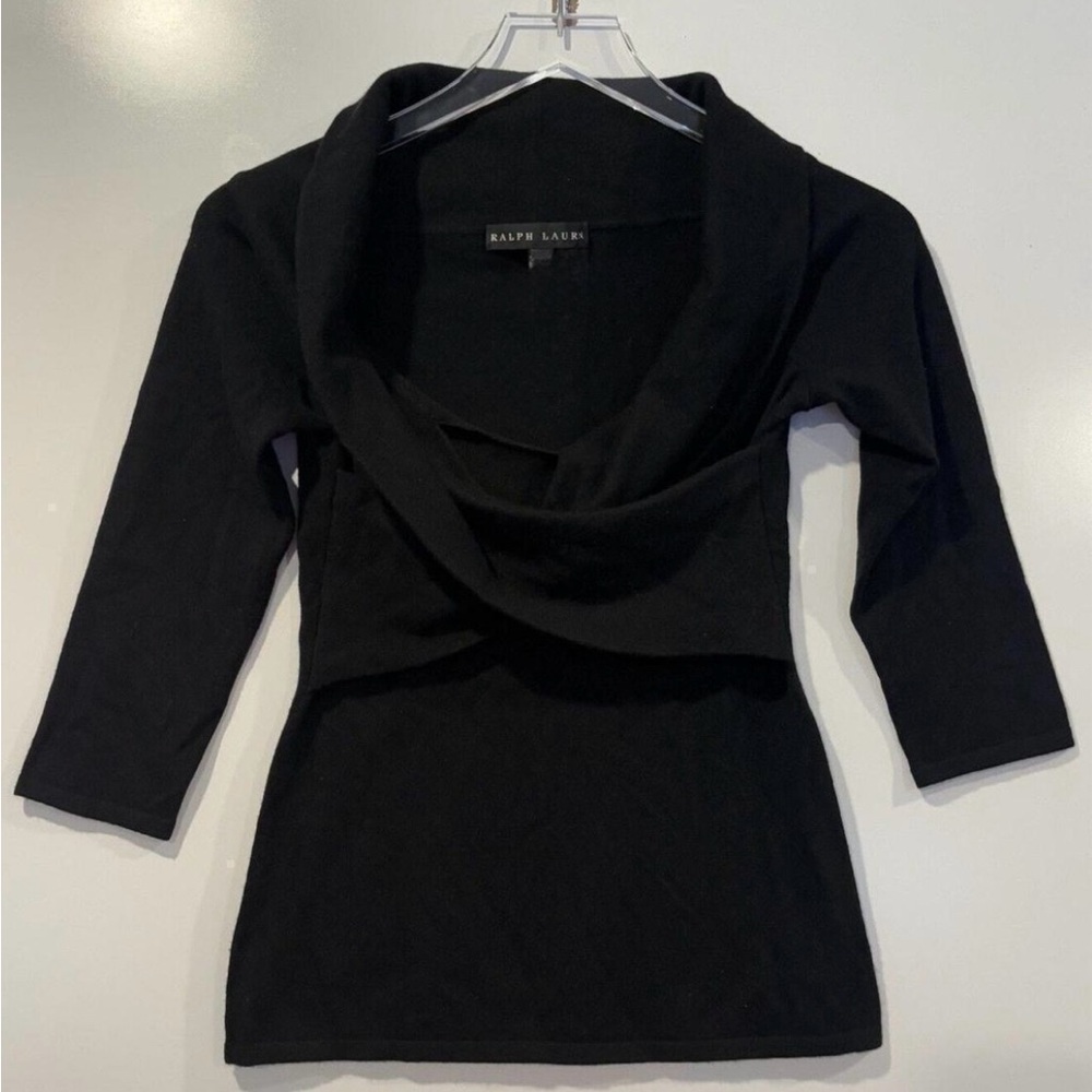 Ralph Lauren Black Label wrap effect drape Neck sweater cashmere  medium